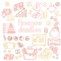 Doodle Business and Finanse isolated. Vector illustration. Royalty Free Stock Photo